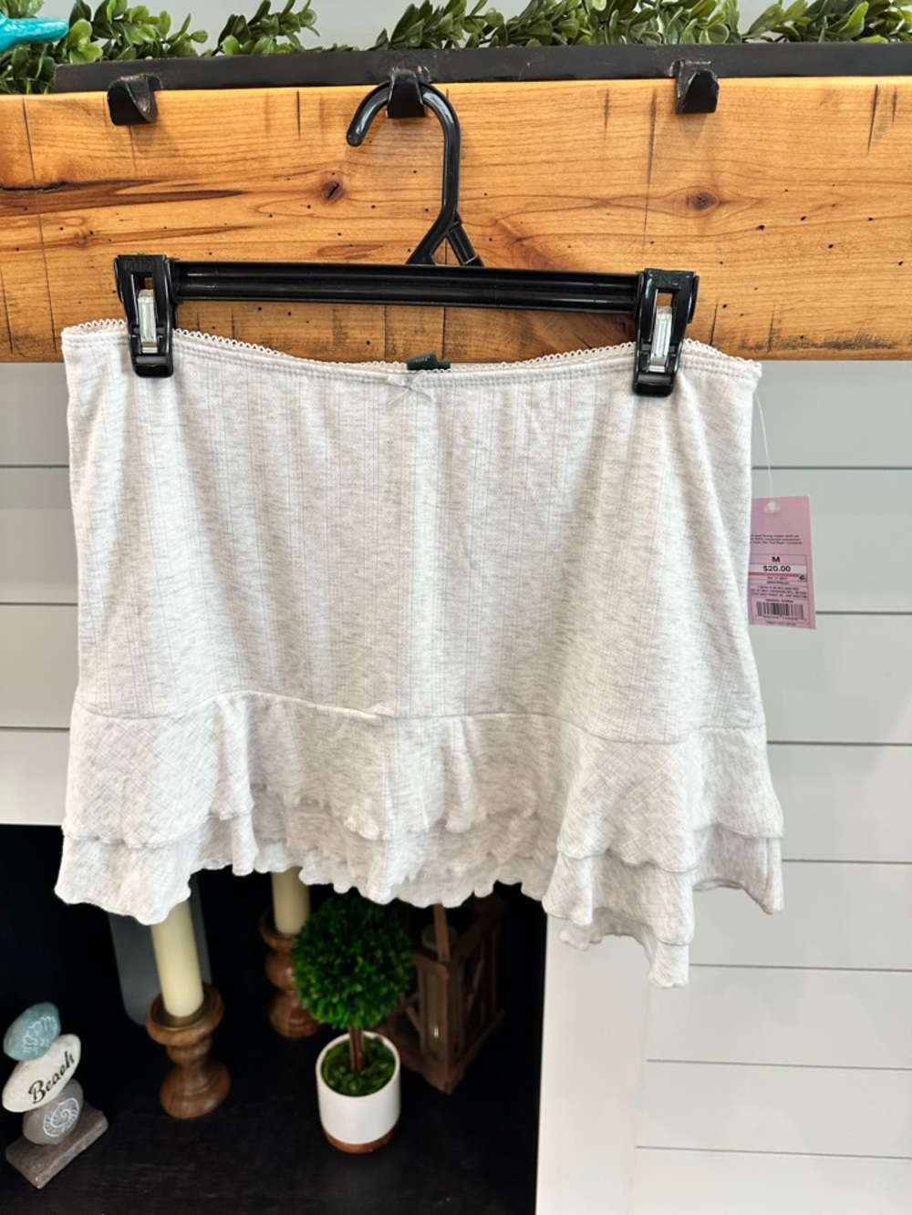 Wild Fable Heather Gray Mini Skirt with Ruffle Hem
